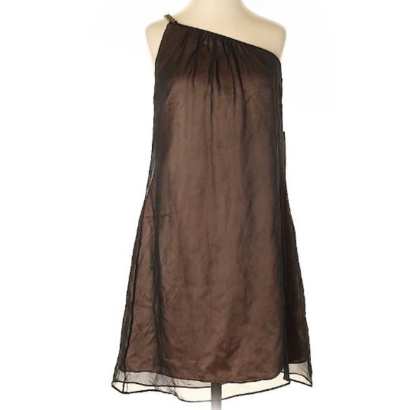 👋🎯NWT Nancy Rose Overlay Dress Brown Size 2 - Picture 1 of 10